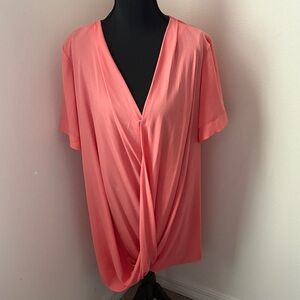 Topshop Coral Drape Blouse